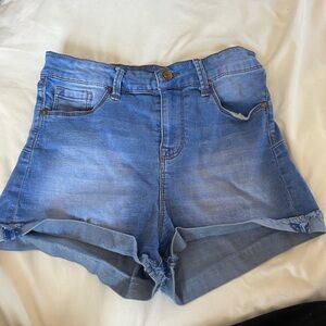 No Boundaries Light Blue Rolled-Hem Denim Shorts